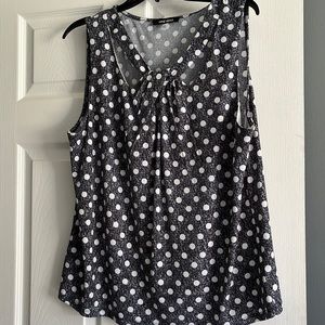 Nine West Black and White Polka Dot Sleeveless Tank